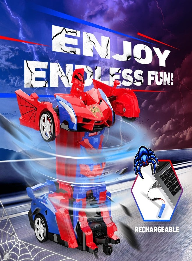 Excitobo Transform Remote Control Car, One-Button Deformation 2.4Ghz 1:18 Scale Transforming RC Cars, Toys for 3-12 Year Old Boys Girls, 360°Rotation Robot Toys Birthday Gifts for Kids - Image 5